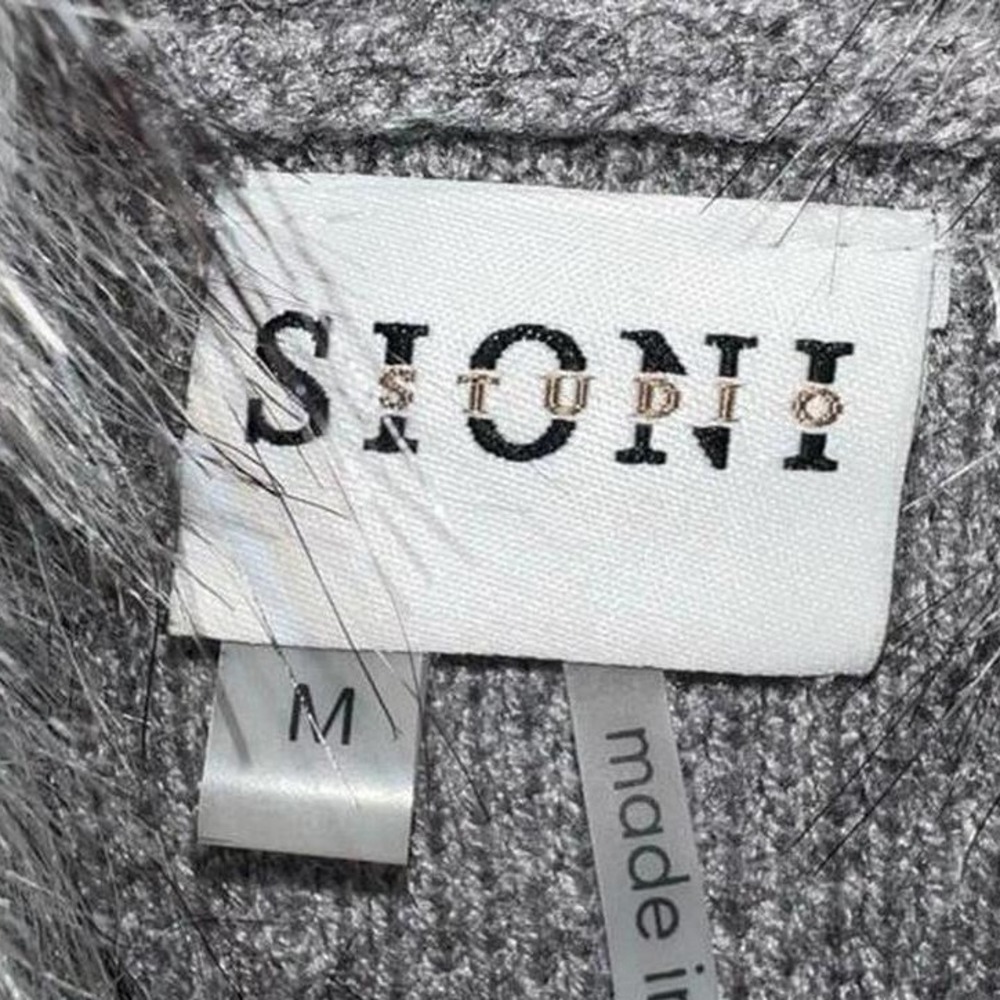 Sioni Studio Removable‎ Faux Fur Collar Neckline Viscose Sweater Cardigan Medium - Picture 5 of 8
